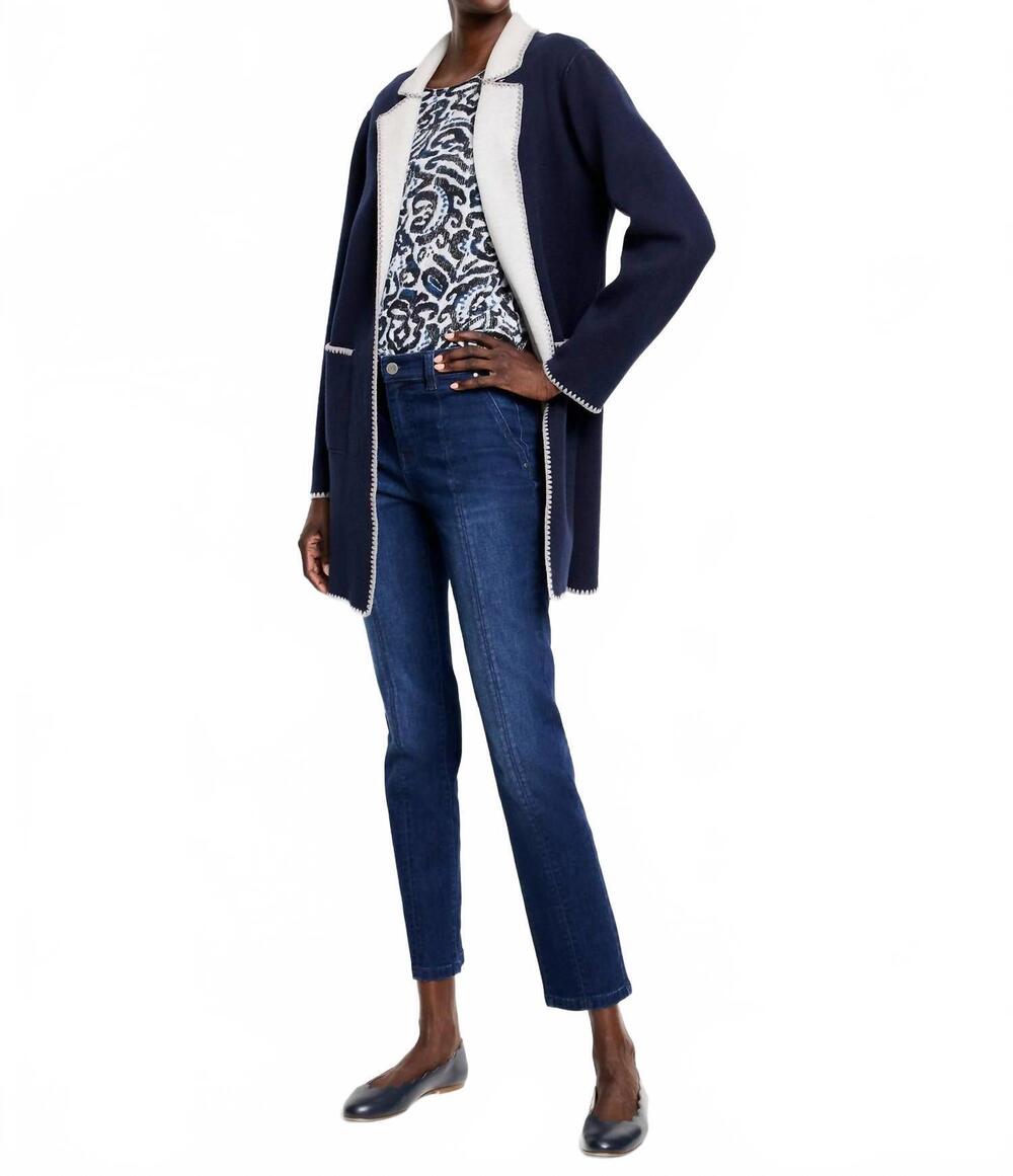 NEW NIC + ZOE cool nights reversible knit jacket in indigo